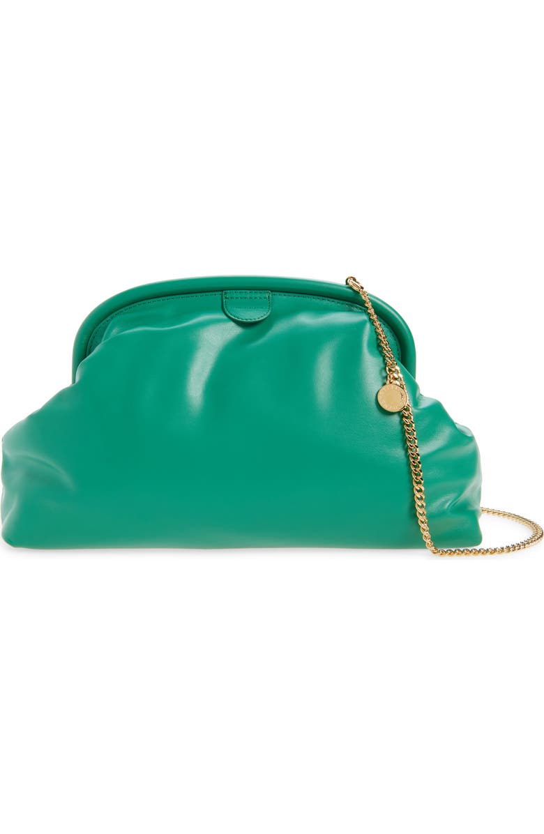 Stella McCartney Falabella Padded Faux Leather Clutch with Chain, Main, color, Bright Green