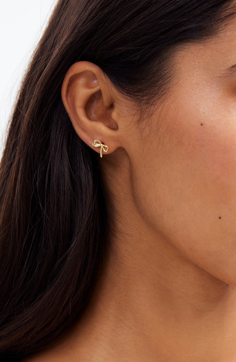 Madewell Baby Bow Stud Earrings, Alternate, color, Vintage Gold