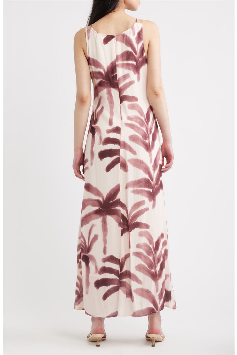 Isle Palm Tree Print Sleeveless Dress, Alternate, color, COCOA