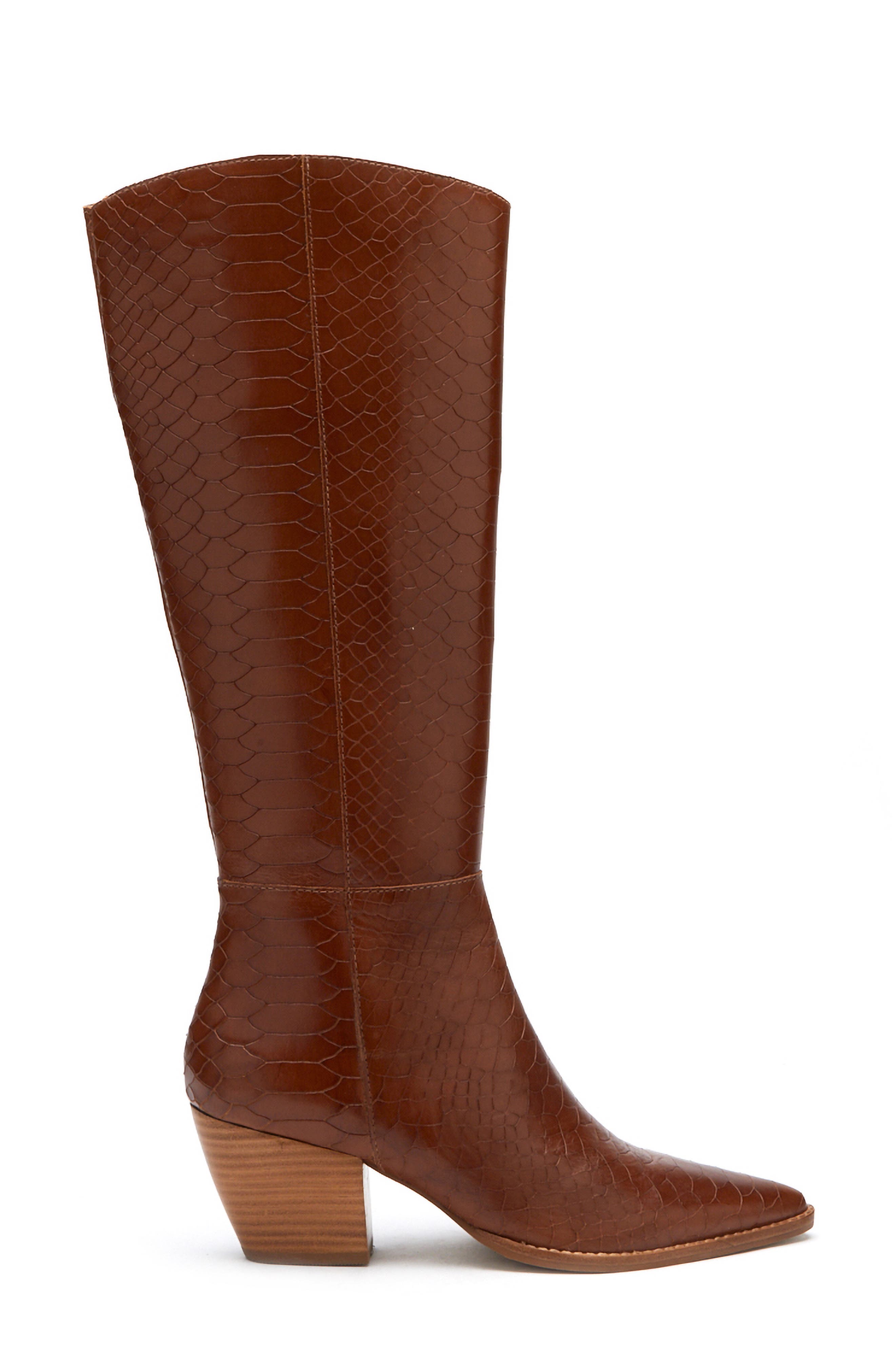 Bruna Knee High Boot, Alternate, color, TOBACCO CROC