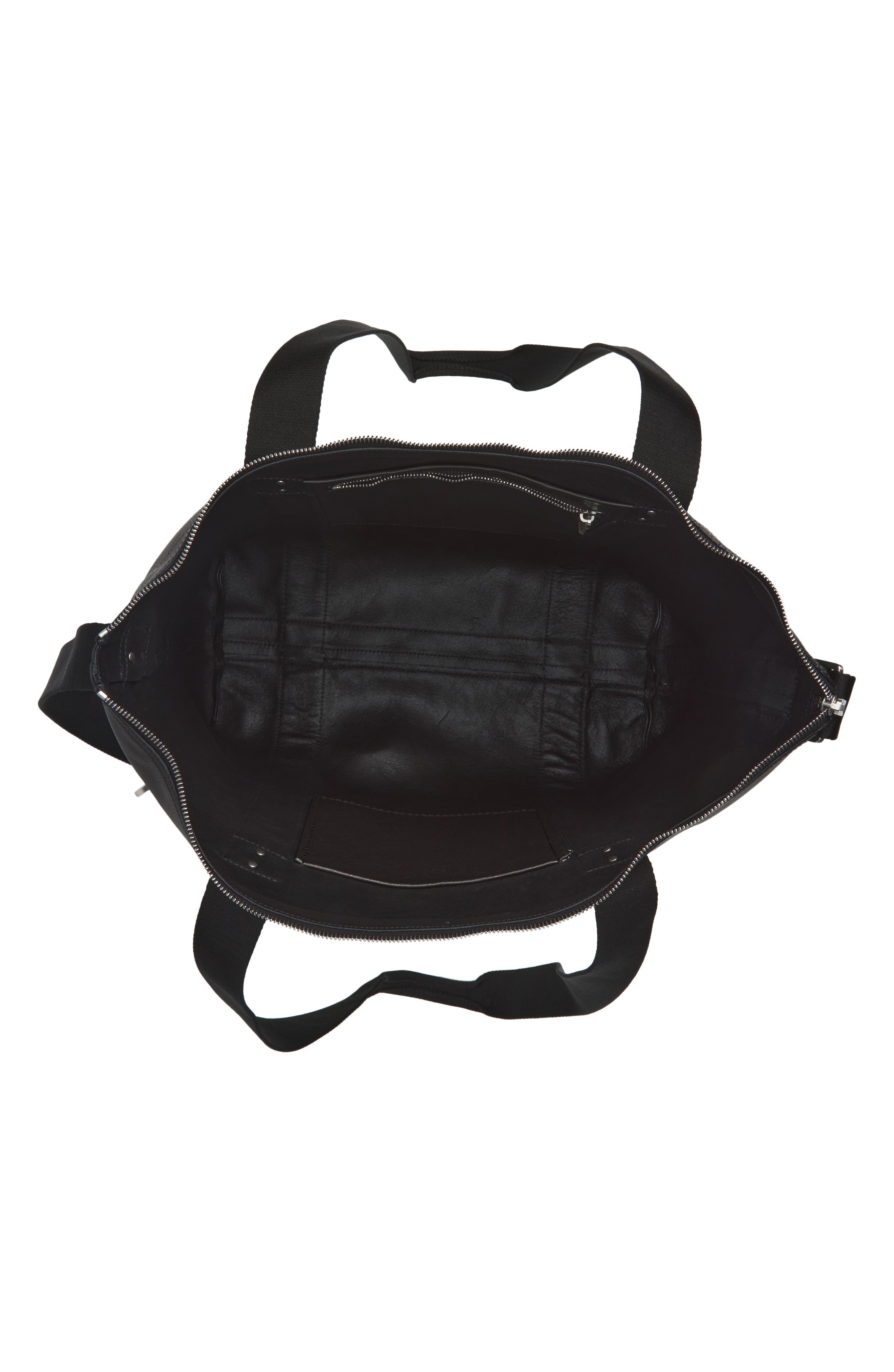 Trolley Leather Tote, Alternate, color, BLACK