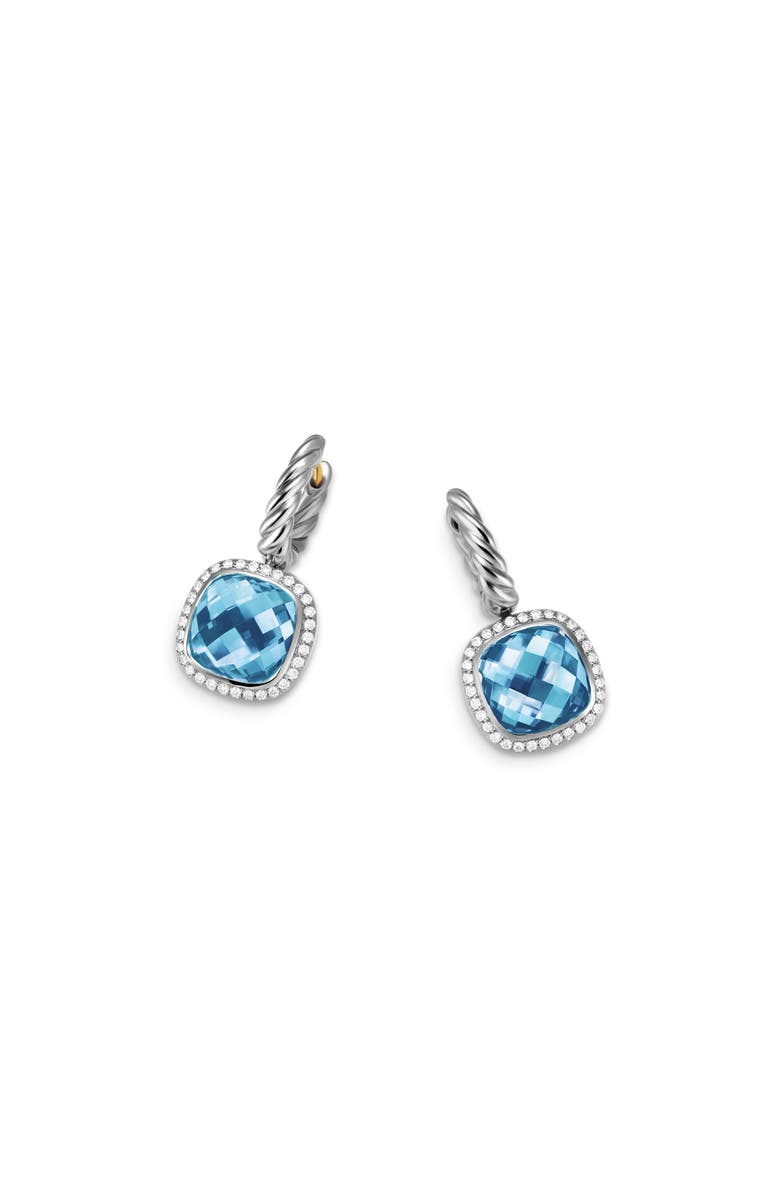 David Yurman Albion<sup>®</sup> Drop Earrings in Sterling Silver with Blue Topaz & Diamonds, 10mm, Alternate, color, Blue Topaz