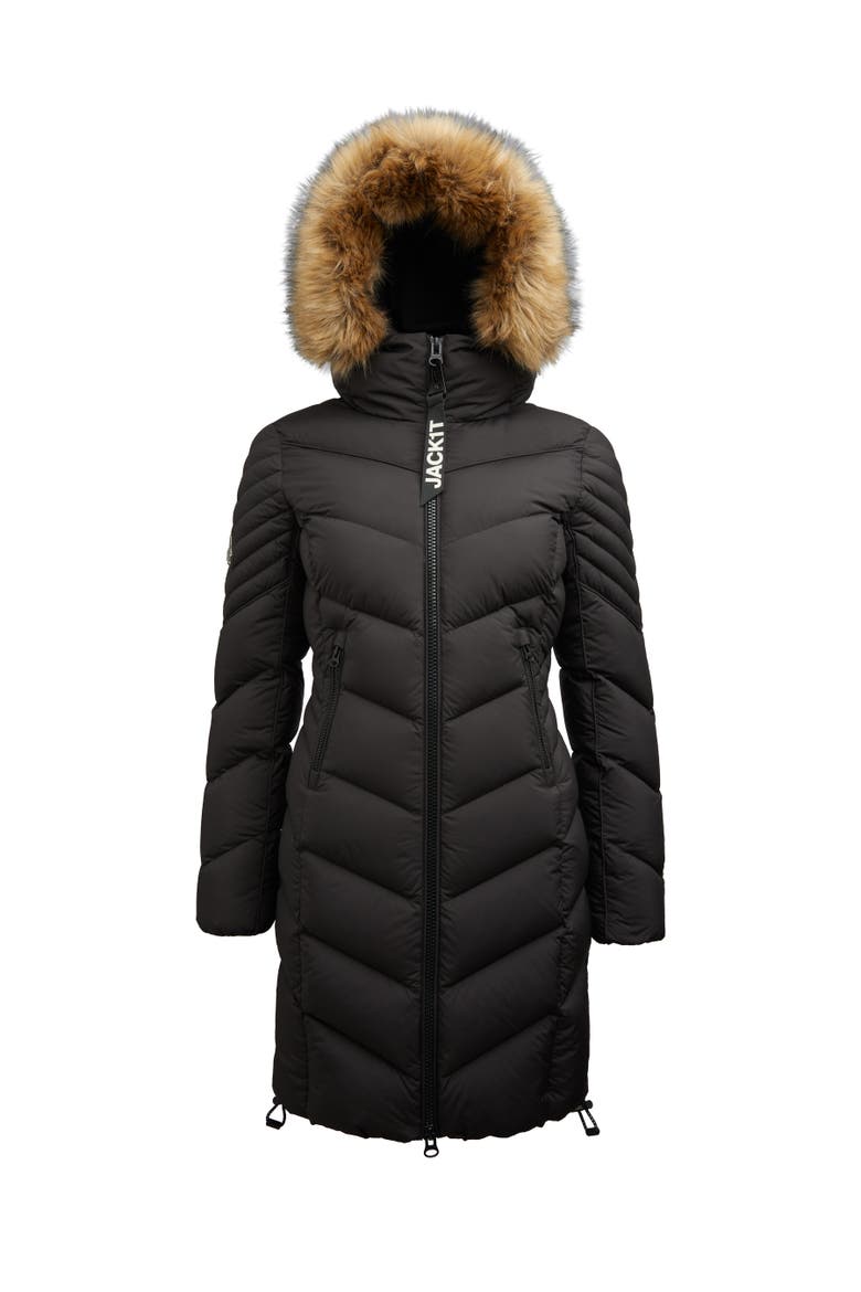 Longline Quilted Puffer Coat, Alternate, color, Black