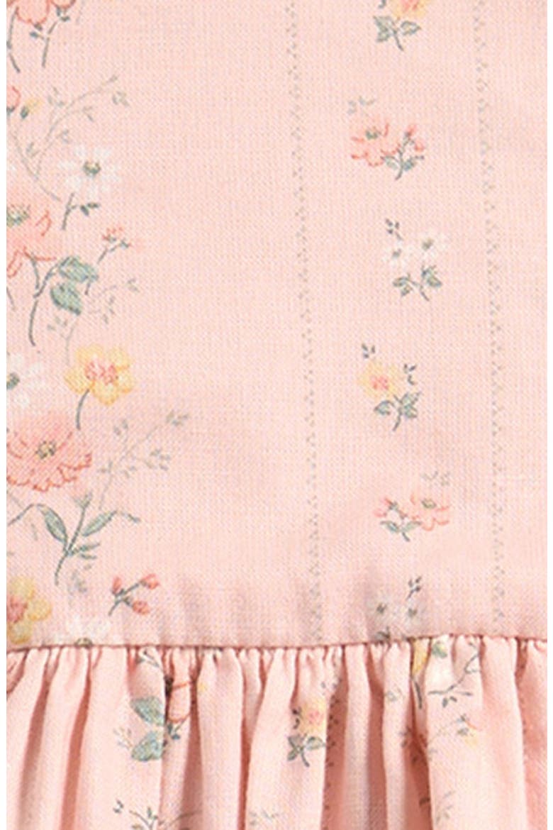 Floral Lace Trim Ruffle Organic Cotton & Linen Dress with Bloomers, Alternate, color, PINK FLORAL