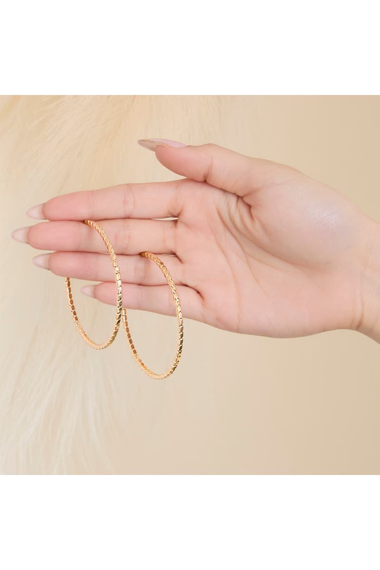 JS Jessica Simpson Textured Omega Gold-Tone Large Hoop Earrings, Alternate, color, Gold