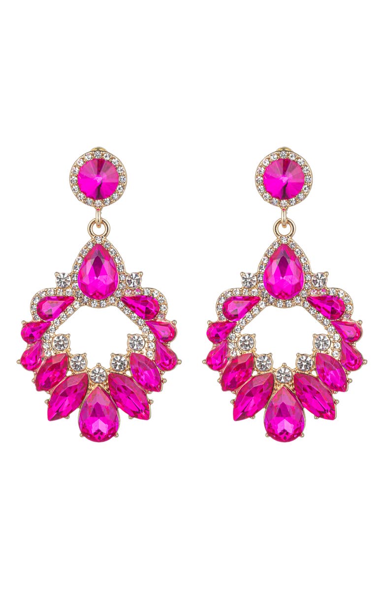 EYE CANDY LOS ANGELES Ari Crystal Statement Drop Earrings, Main, color, Pink