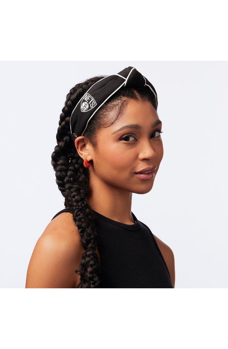 Lele Sadoughi NBA Brooklyn Nets Embroidered Headband, Alternate, color, 