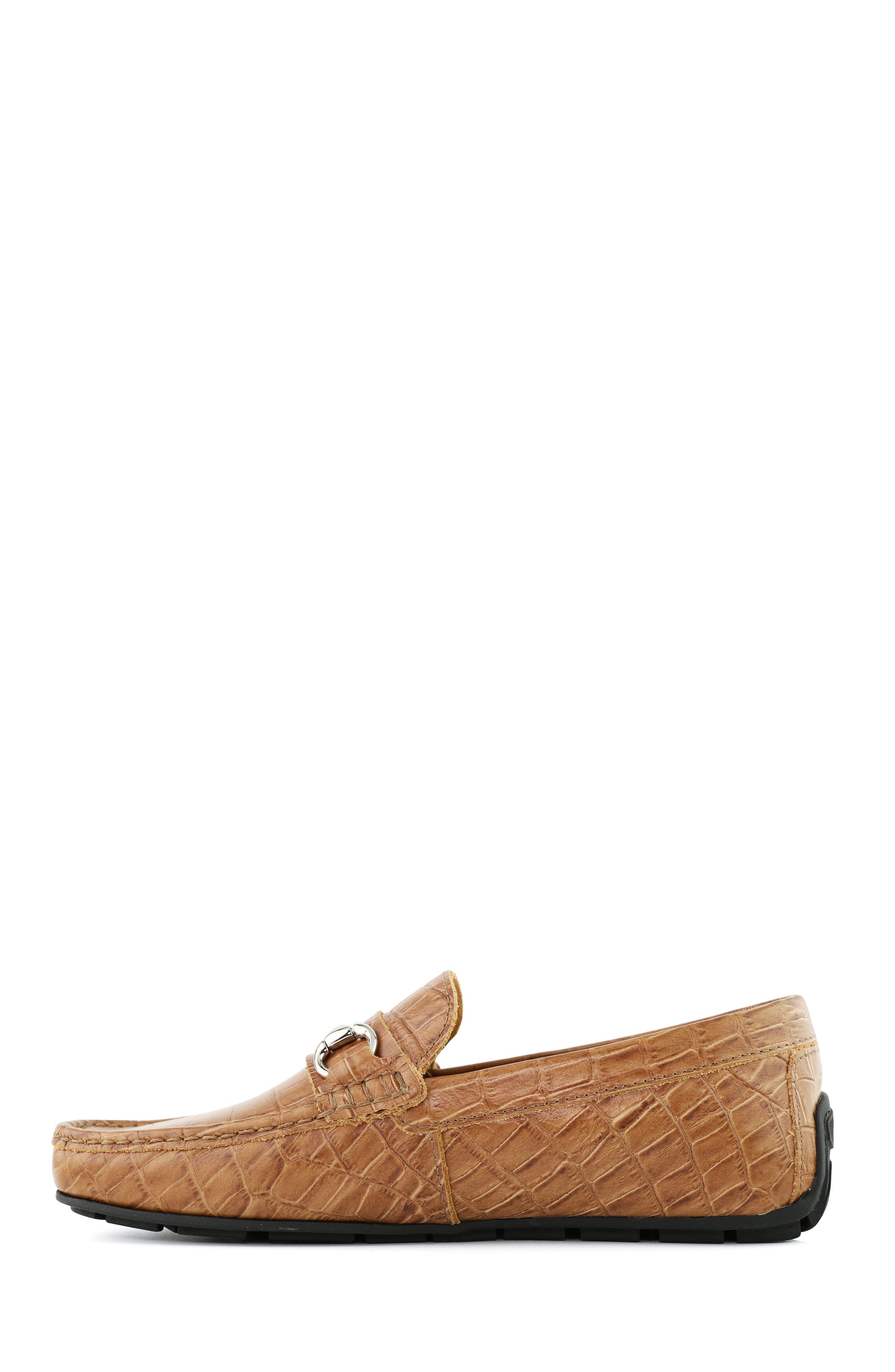 Central Park Leather Slip on Buckle Loafer, Alternate, color, Cognac Croco