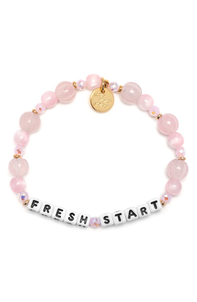 Little Words Project Fresh Start Beaded Stretch Bracelet, Main, color, Pink