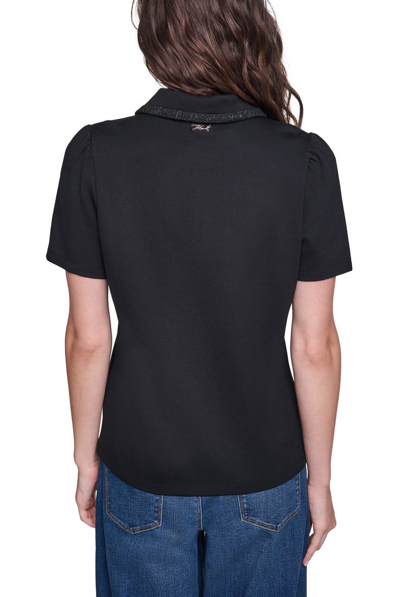 Metallic Trim Short Sleeve Knit Top, Alternate, color, BLACK