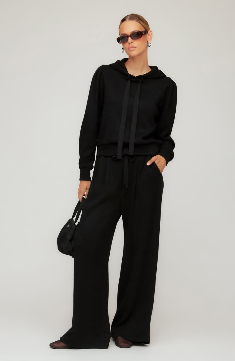 FIFTEEN TWENTY Nyri Pleat Shoulder Hoodie, Alternate, color, Black