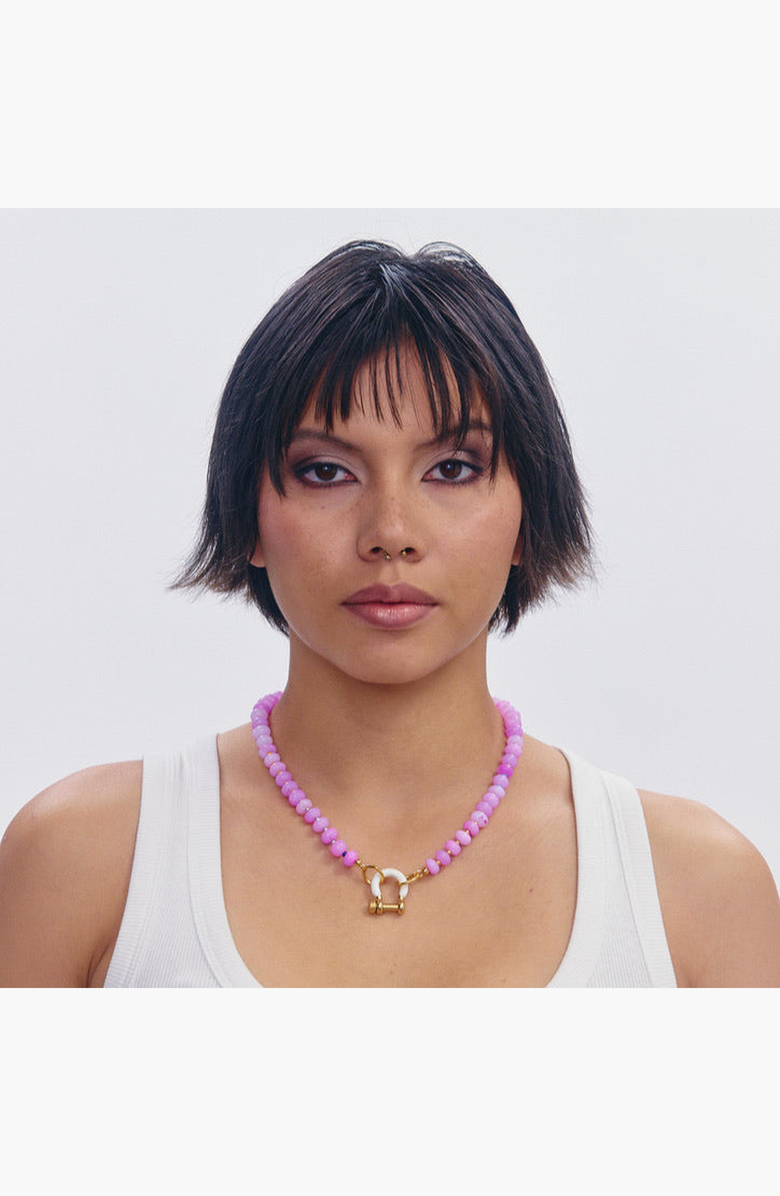 SHOP SPICY DAN Louie Pink Opal Gold Plated Necklace, Alternate, color, Pink