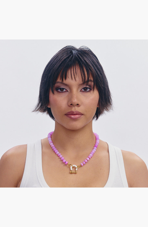 Shop Spicy Dan Louie Pink Opal Gold Plated Necklace In Gold