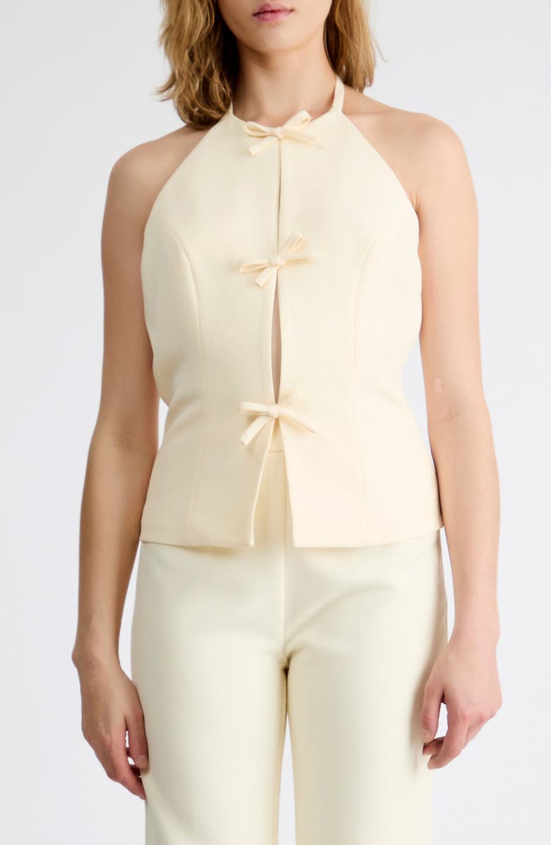 Extro & Vert Imogen Bow Lined Halter Top, Main, color, Yellow