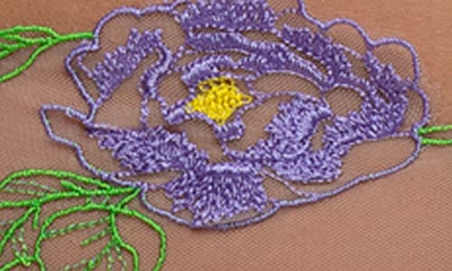 Roma Confidential Peony Blossom Embroidered Underwire Bra & Briefs Set In Lilac/multi