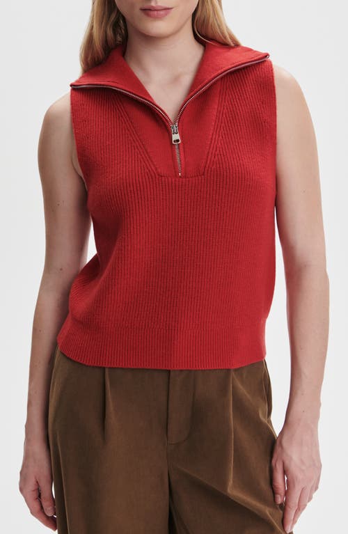 Varley Amina Half-zip Knit Sweater Vest In Red