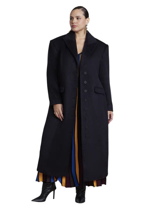 Wool Blend Hourglass Long Coat