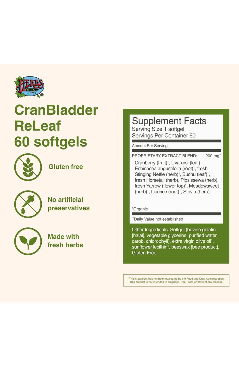 Herbs Etc. CranBladder ReLeaf Softgels, Bladder & Urinary Support, 60 Count, Alternate, color, NO COLOR
