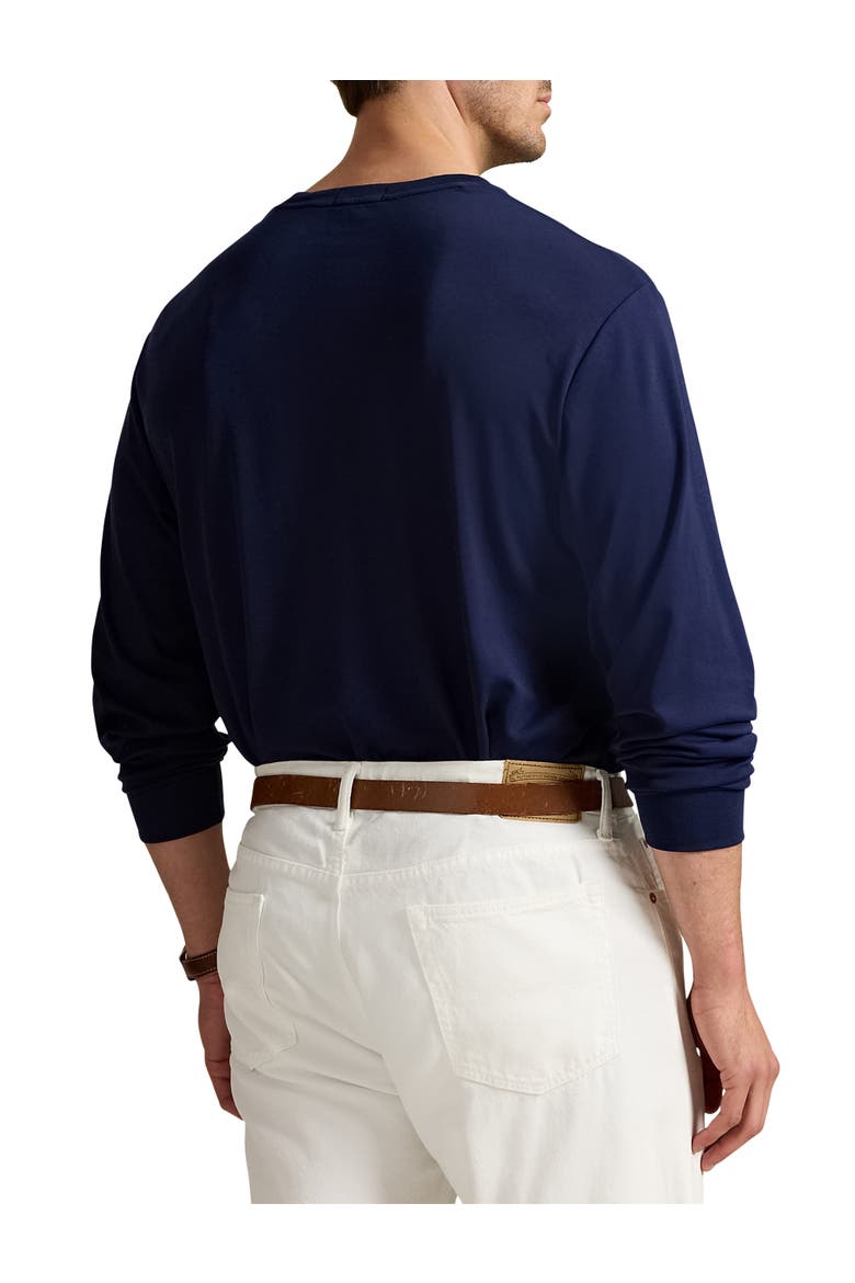 Big & Tall Soft Cotton Long-Sleeve Tee, Alternate, color, REFINED NAVY