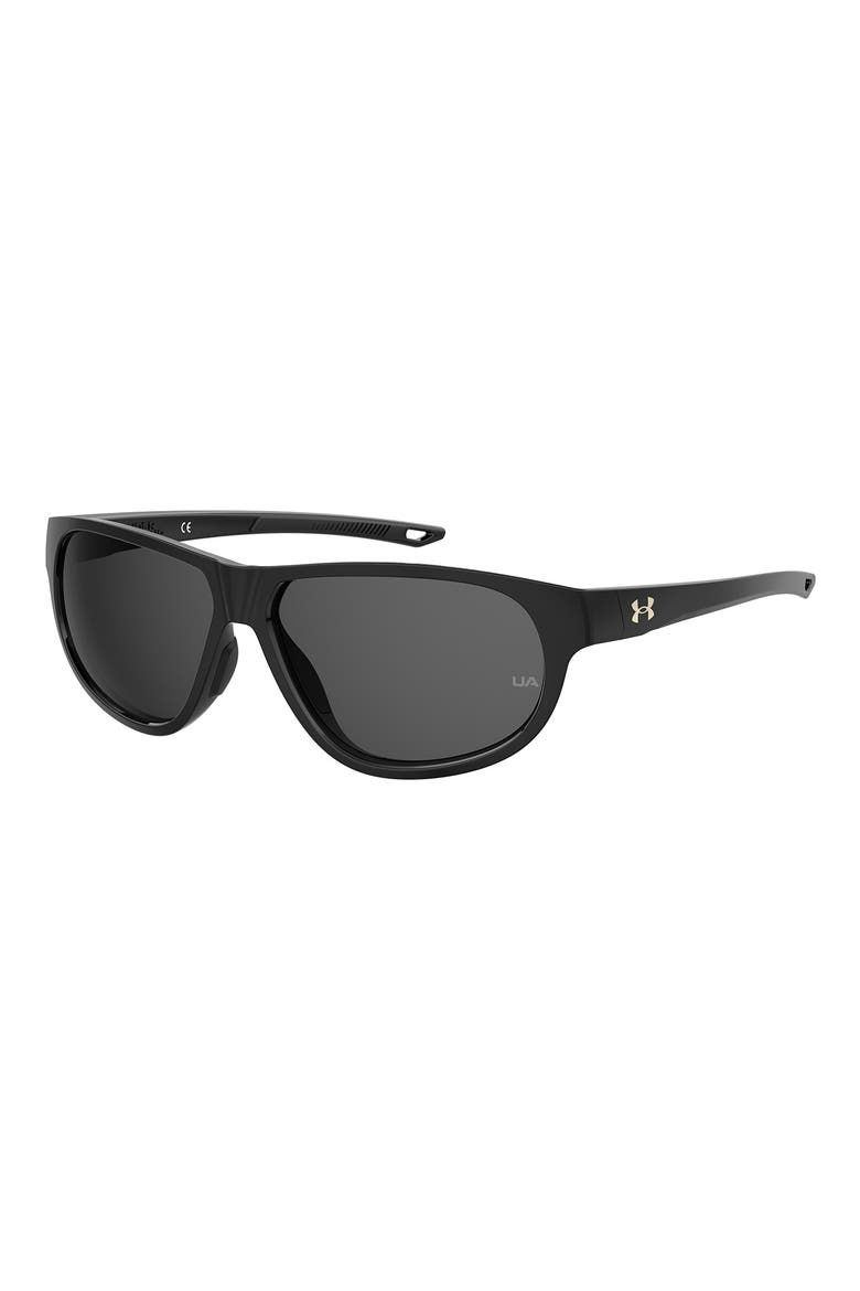 59mm Gradient Polarized Rectangular Sunglasses, Alternate, color, BLACK
