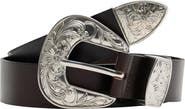 MANGO Engraved Buckle Leather Belt
