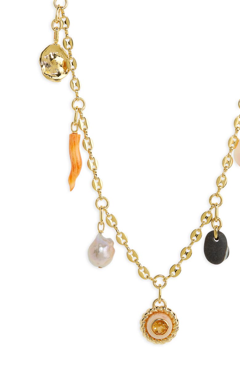 Lizzie Fortunato Lucky Charm Freshwater Pearl Station Necklace, Alternate, color, 