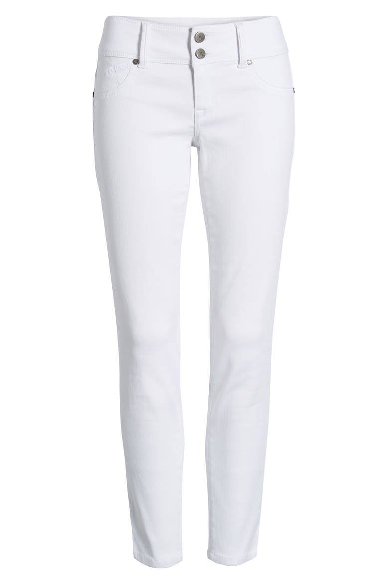 Double Button Skinny Jeans, Alternate, color, WHITE