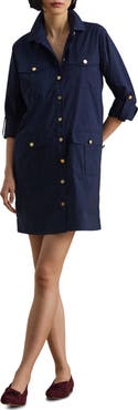 Lauren Ralph Lauren Cotton Blend Roll Tab Sleeve Shirtdress