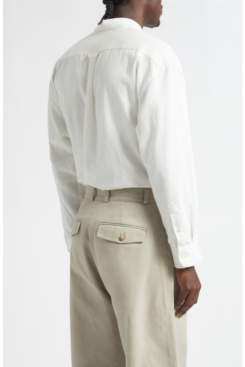 Architecture Oversize Cotton & Hemp Button-Up Shirt, Alternate, color, WHITE