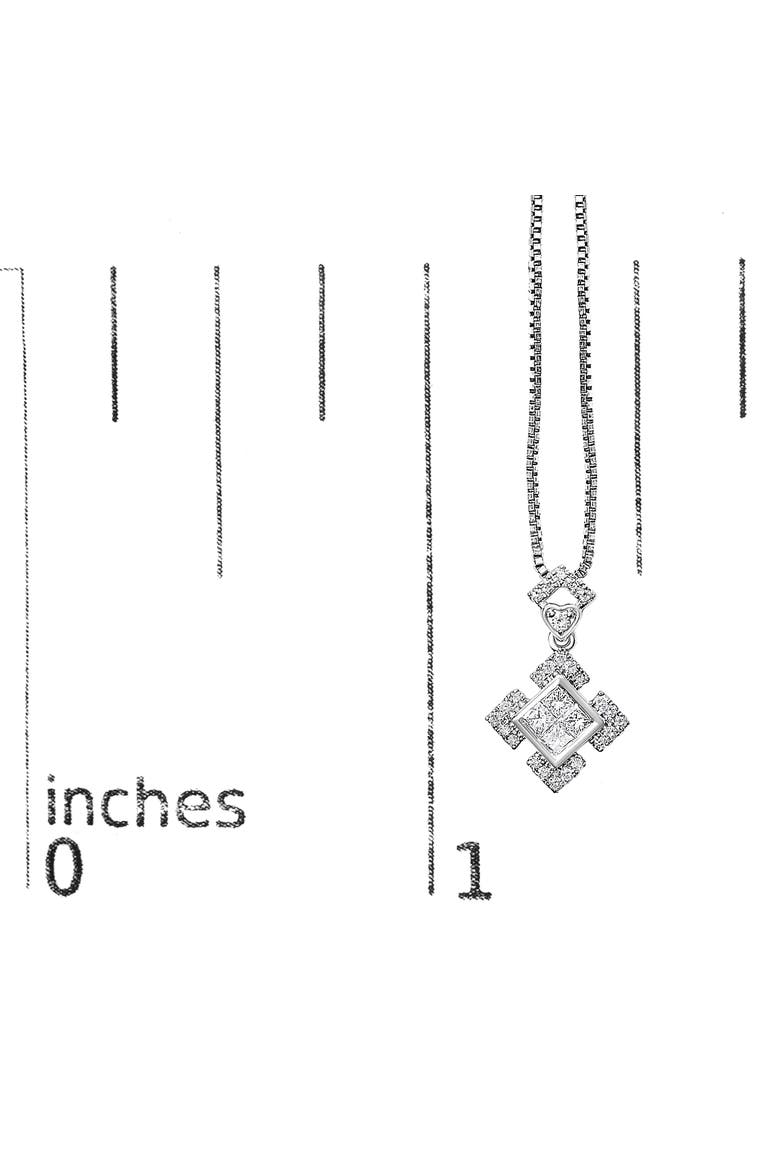 10K White Gold 1/5 Cttw Diamond Geometric Design Pendant Necklace, Alternate, color, White Gold