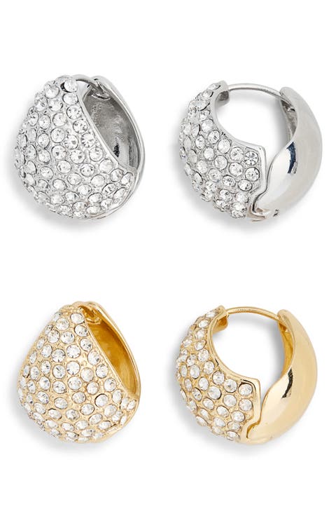 2-Pack Stone Droplet Hoop Earrings