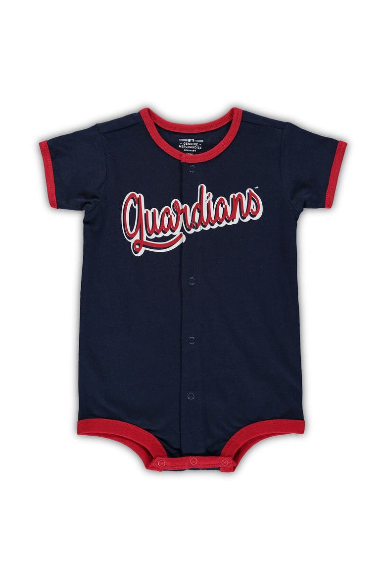 Infant Navy Cleveland Guardians Power Hitter Romper, Main, color, Navy