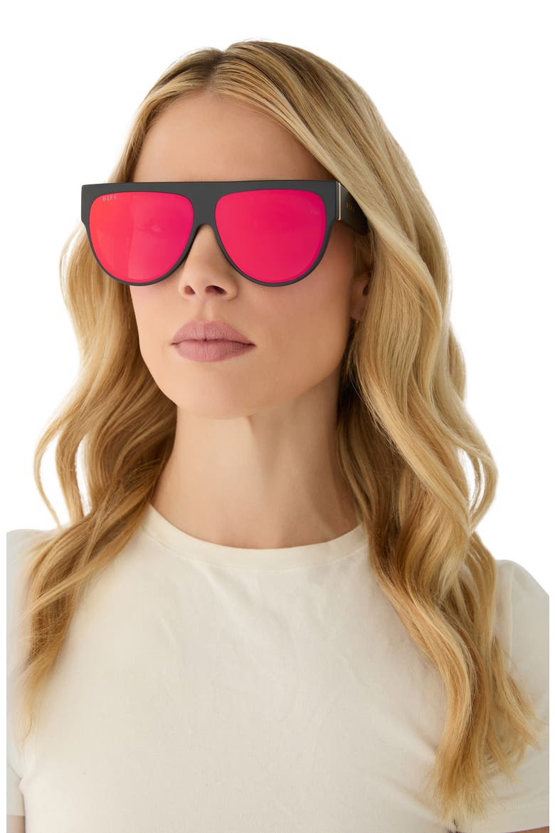 Georgie 58mm Gradient Shield Sunglasses, Alternate, color, MATTE BLACK / RED HOT MIRROR