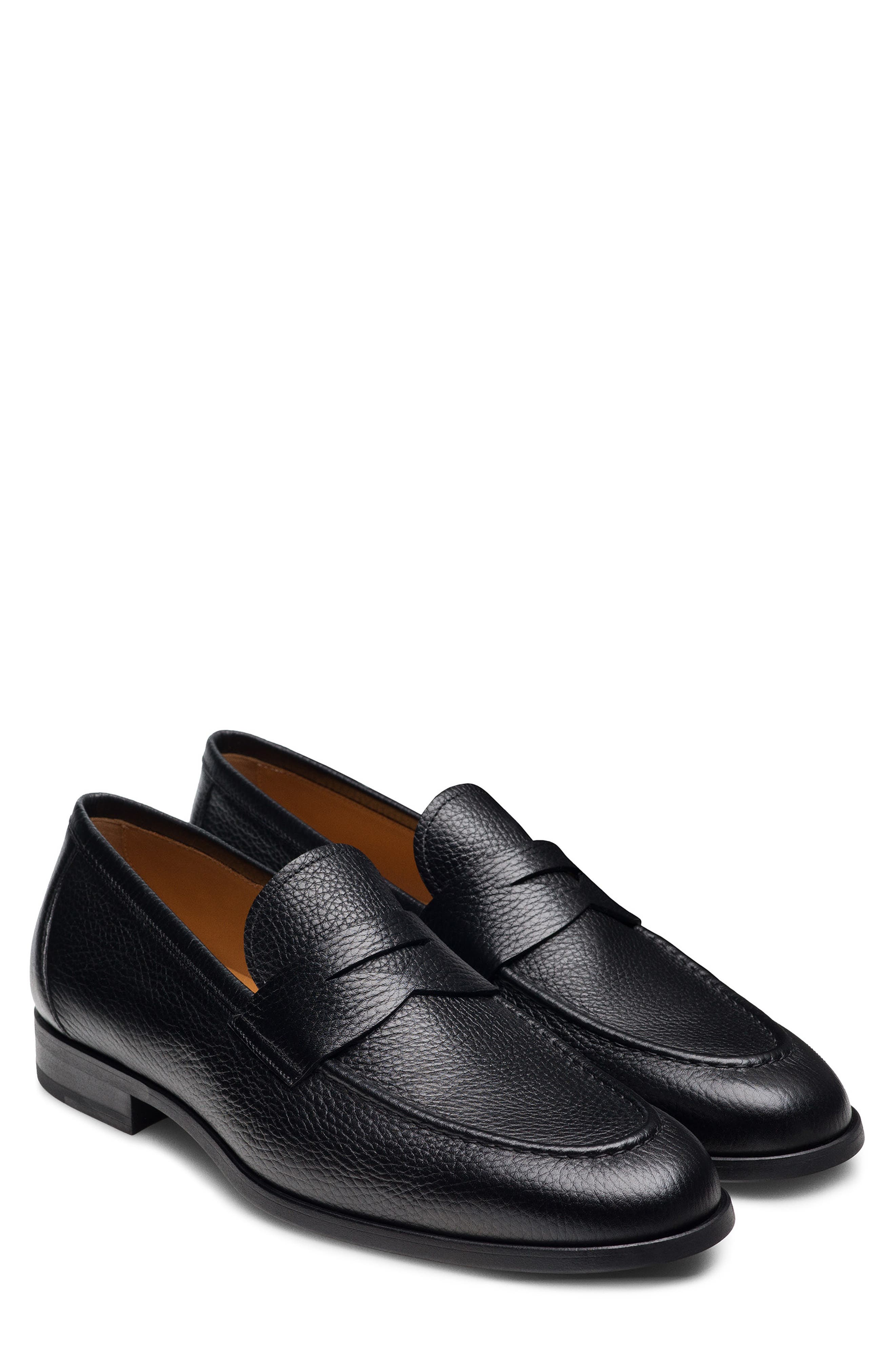 Magnanni Magico Penny Loafer, Main, color, Black Pebbled