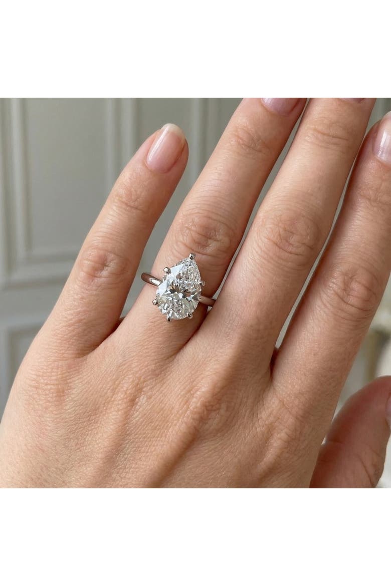 Certified 3Ct Pear Shape Solitaire Diamond Engagement Ring 6-Prong Lab Grown, Alternate, color, 14k White Gold