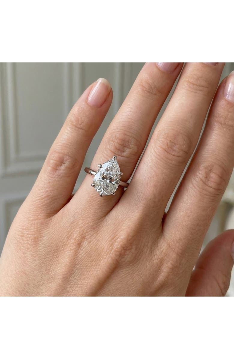 Bliss Diamond Certified 3Ct Pear Shape Solitaire Diamond Engagement Ring 6-Prong Lab Grown, Alternate, color, 14K White Gold