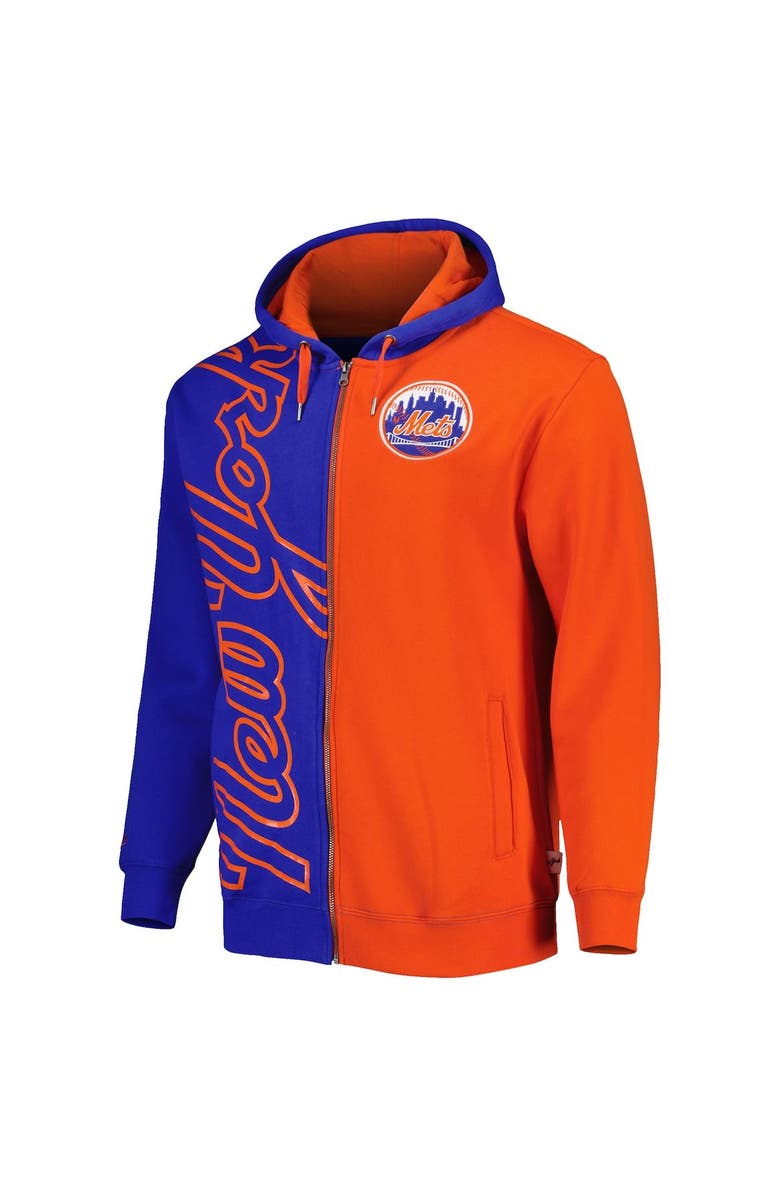 Mitchell & Ness Men's Mitchell & Ness Royal/Orange New York Mets Fleece Full-Zip Hoodie, Alternate, color, 
