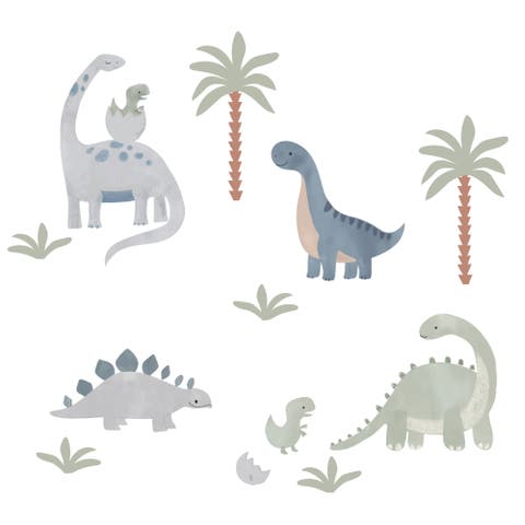 Dino-Might Watercolor Dinosaur Theme Wall Decals/Stickers