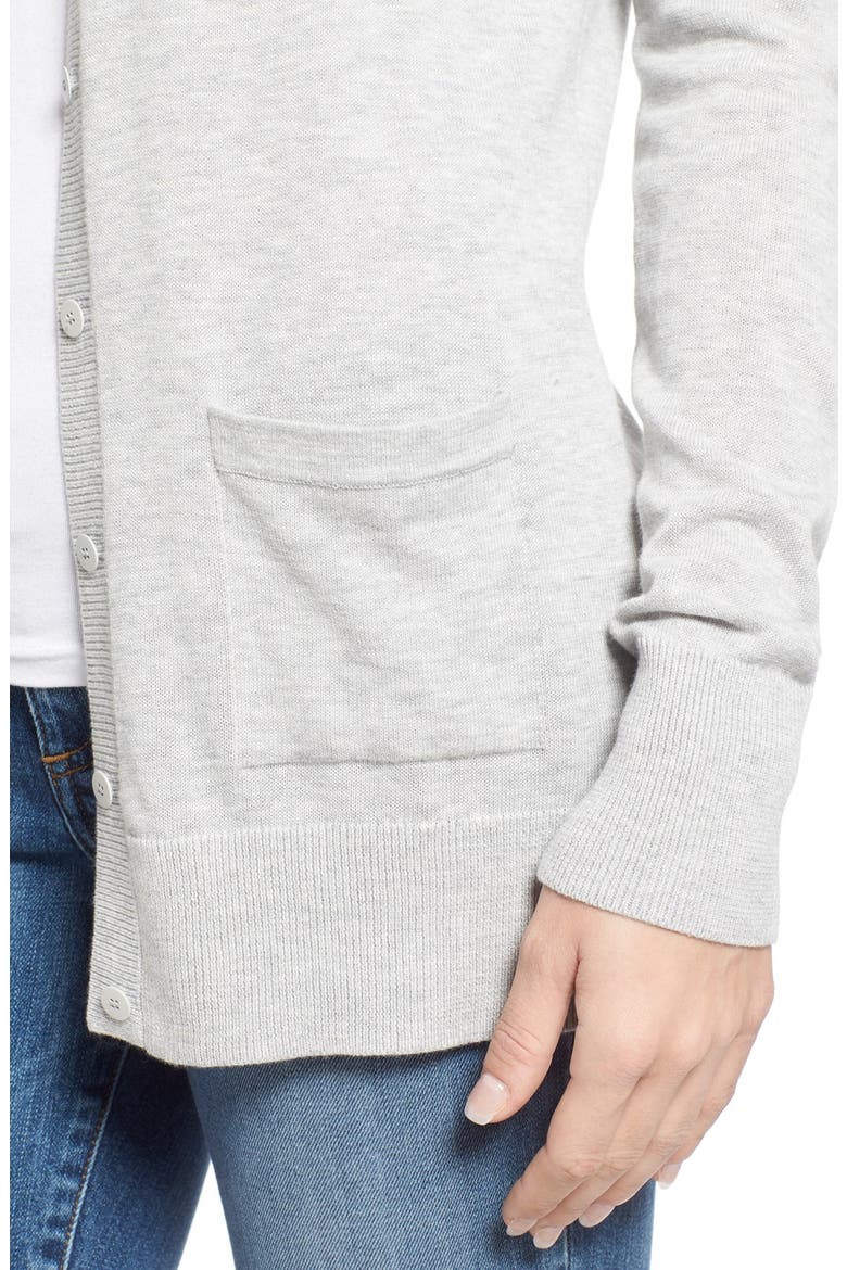 V-Neck Cardigan, Alternate, color, GREY LIGHT HEATHER