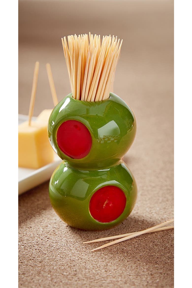 Olive Toothpick Holder, Alternate, color, Green