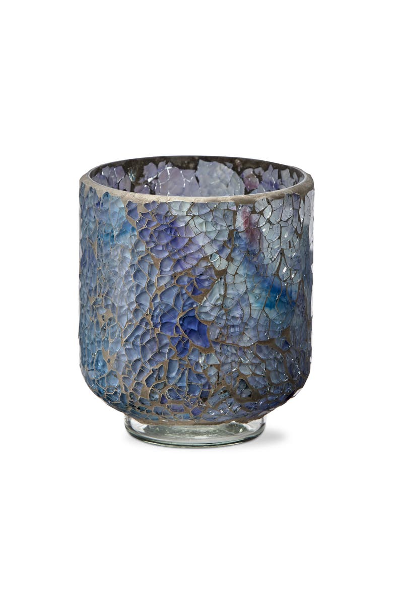 tag Blue Mosaic Tealight Holder Glass Votive Candle Decor, Main, color, Blue