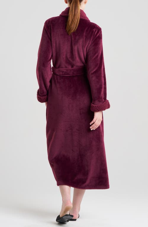 Natori Plush Robe In Burgundy