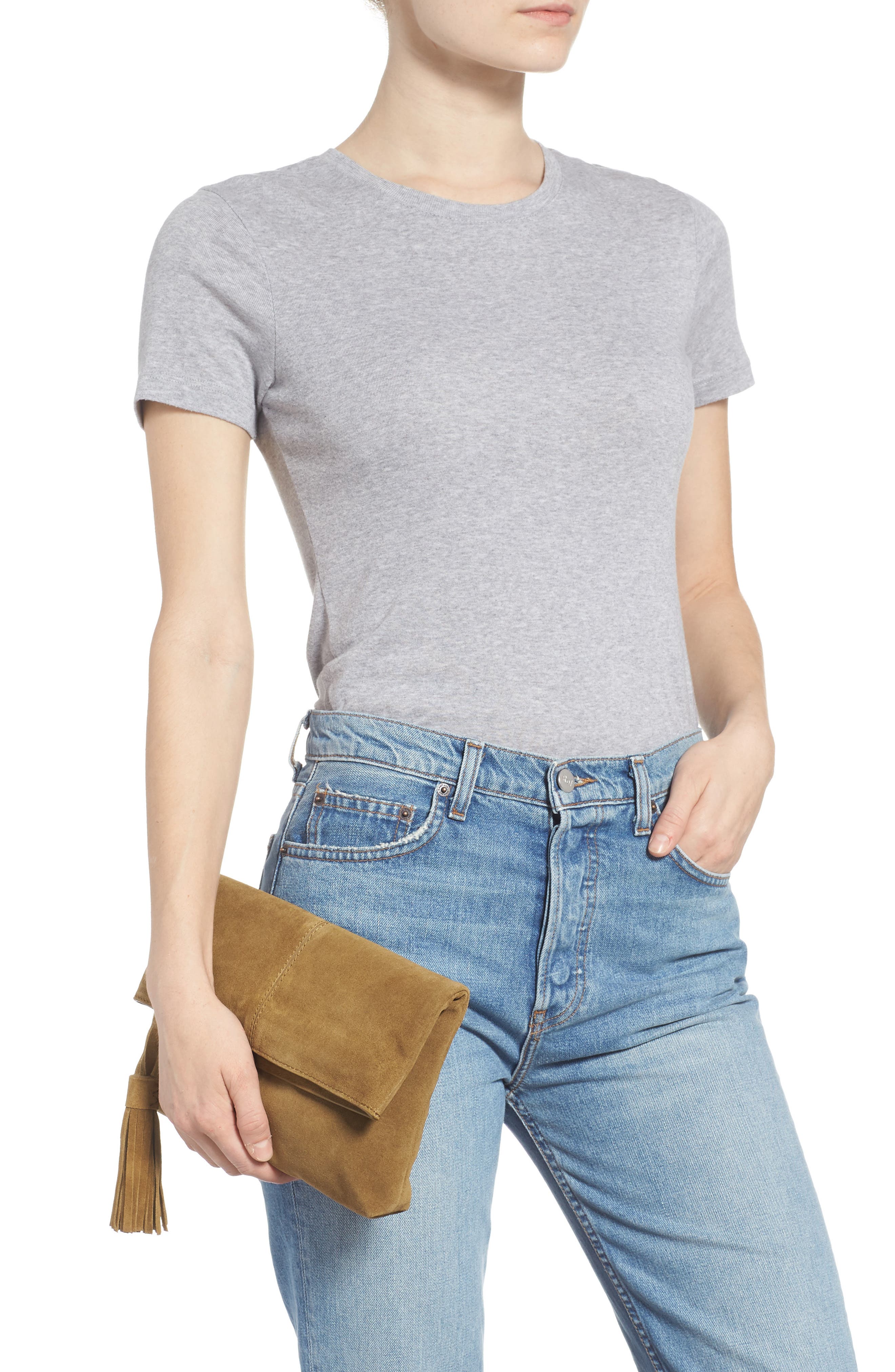 Leith Suede Clutch, Alternate, color, 