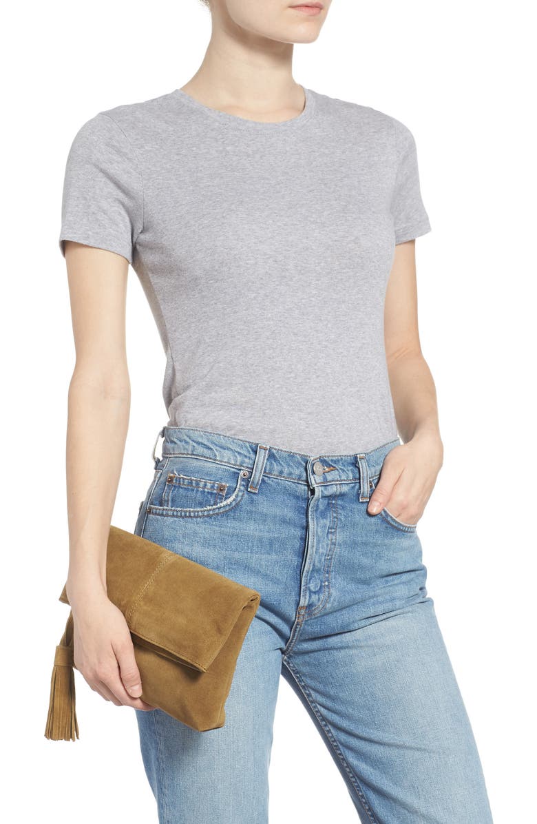 Leith Suede Clutch, Alternate, color,