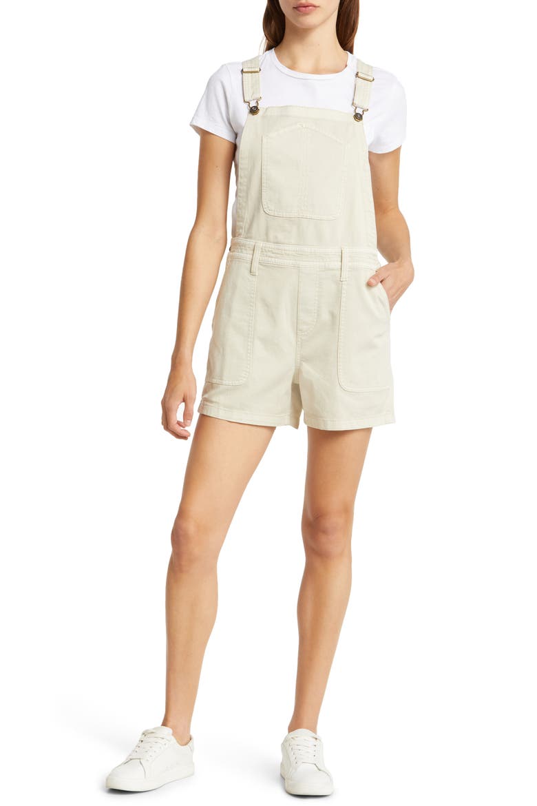 Sancho Stretch Organic Cotton Shortalls, Main, color, CHALK