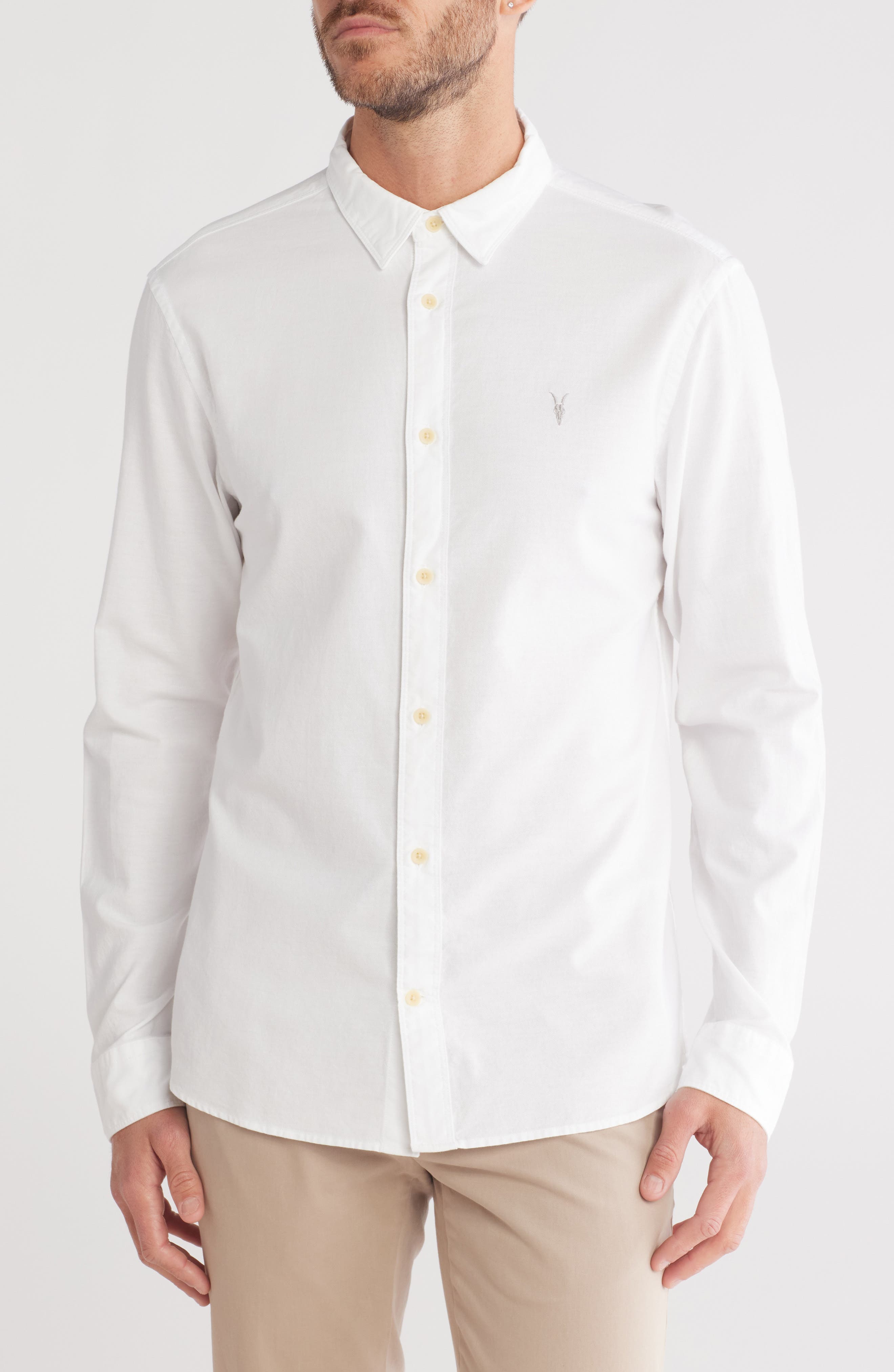 AllSaints Azur Long Sleeve Cotton Button-Up Shirt