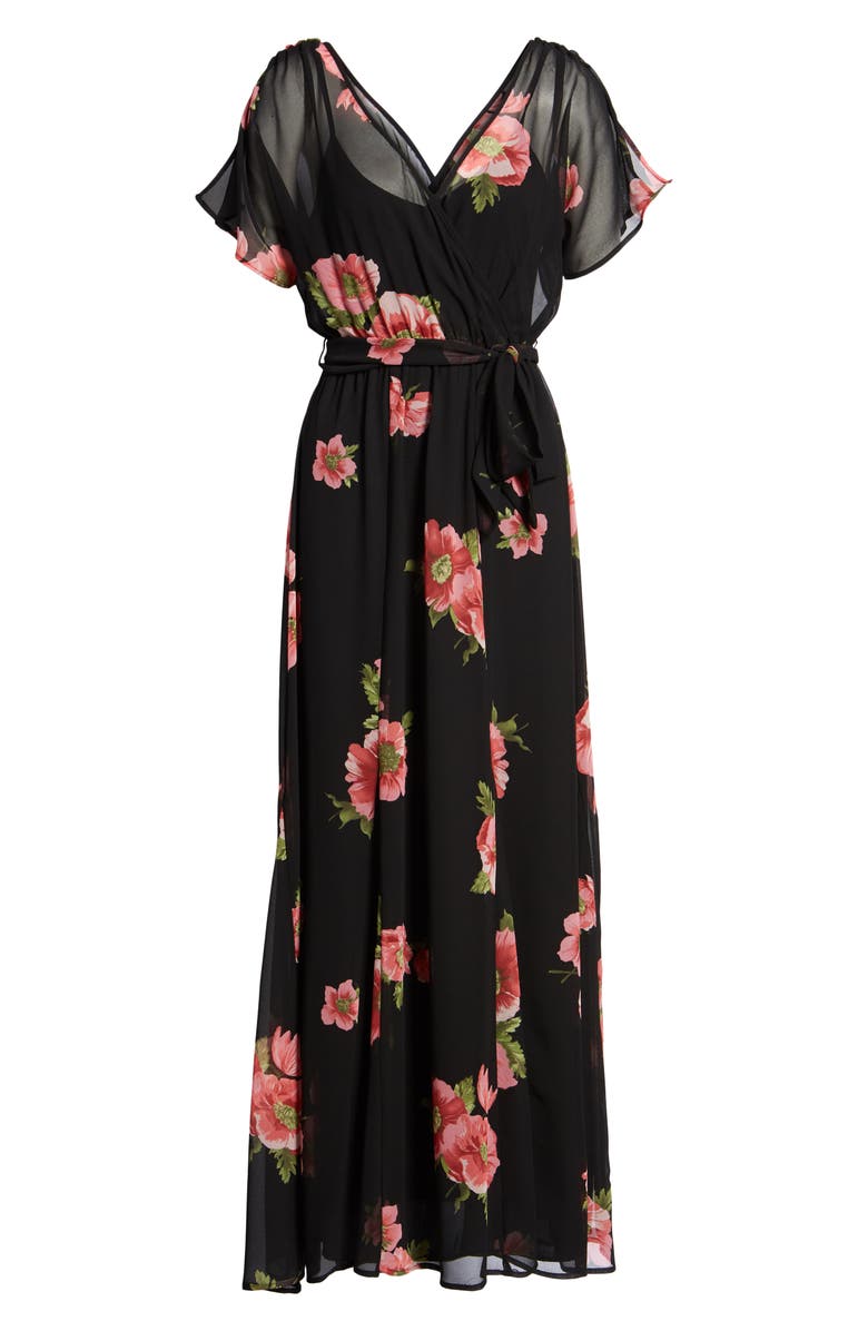 Row A Surplice Tie Floral Maxi Dress, Alternate, color, 