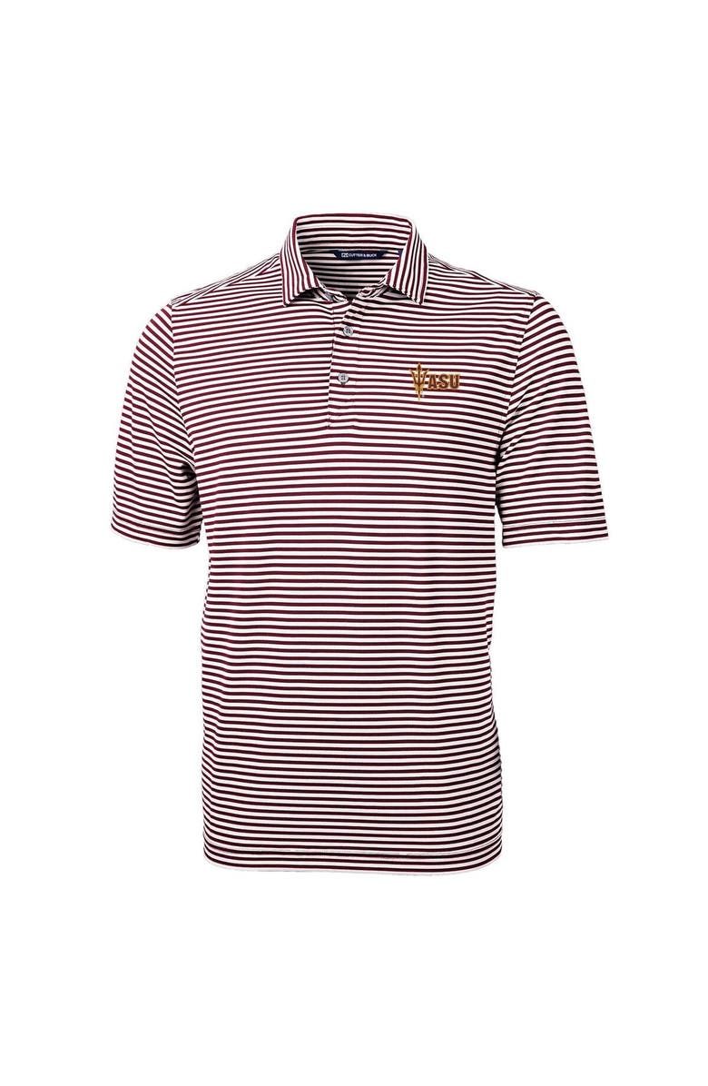 Cutter & Buck Men's Cutter & Buck Maroon Arizona State Sun Devils Virtue Eco Pique Stripe Recycled Polo, Main, color, 