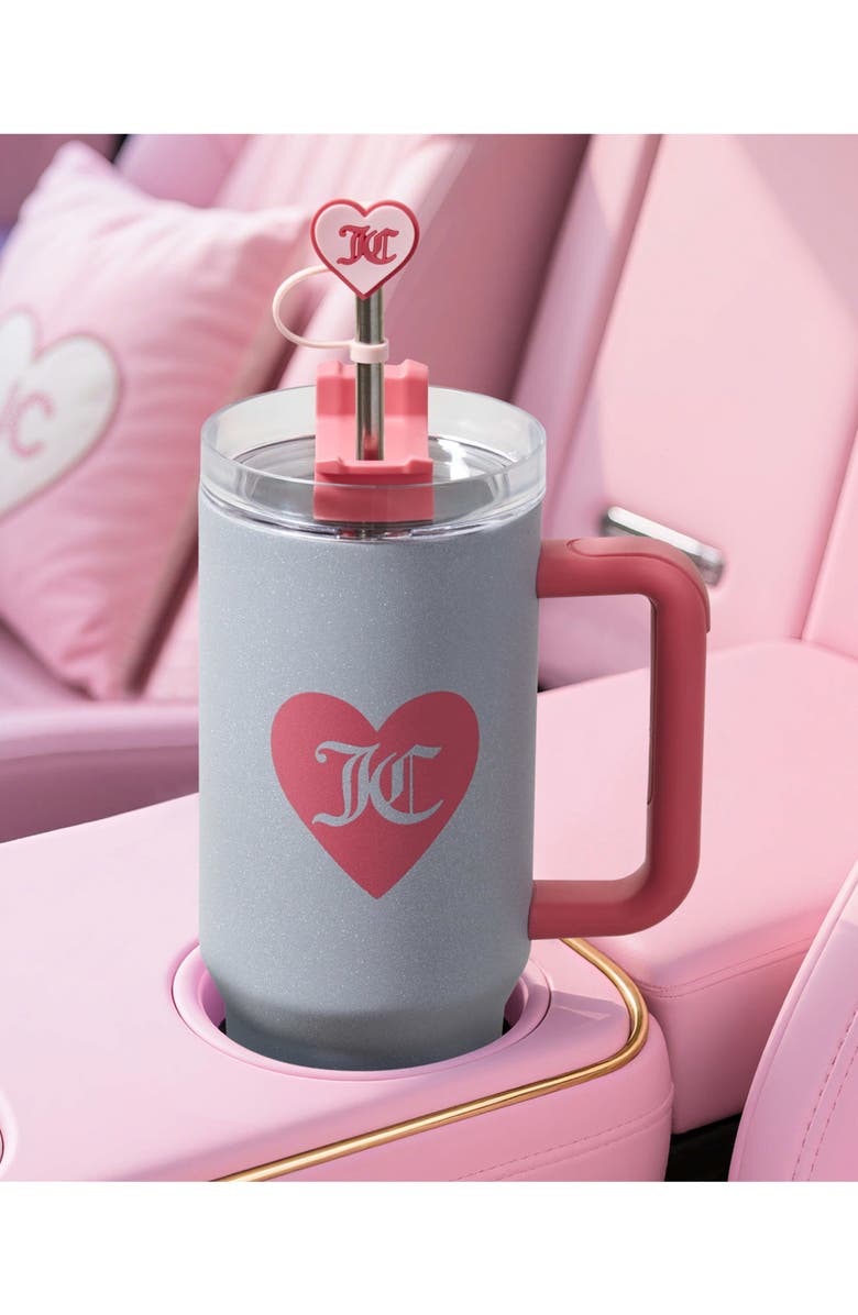 Juicy Couture 30-Ounce Jetsetter Stainless steel Water Bottle, Alternate, color, Glitter Silver