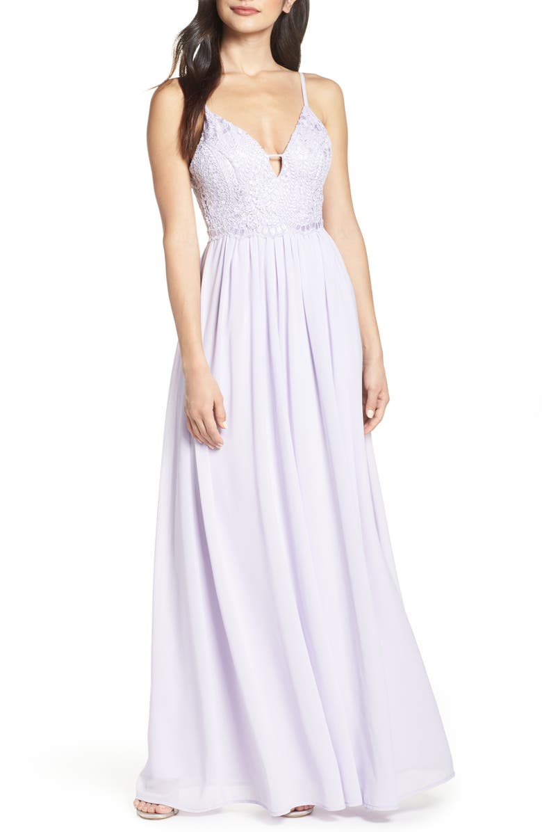 Lulus Back Tie Chiffon Evening Dress, Main, color,